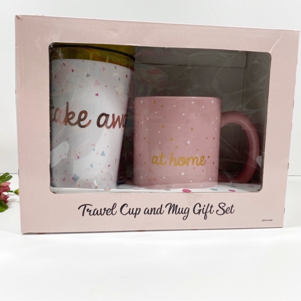 NIB Travel Cup & Ceramic Mug Gift 2pcs Set